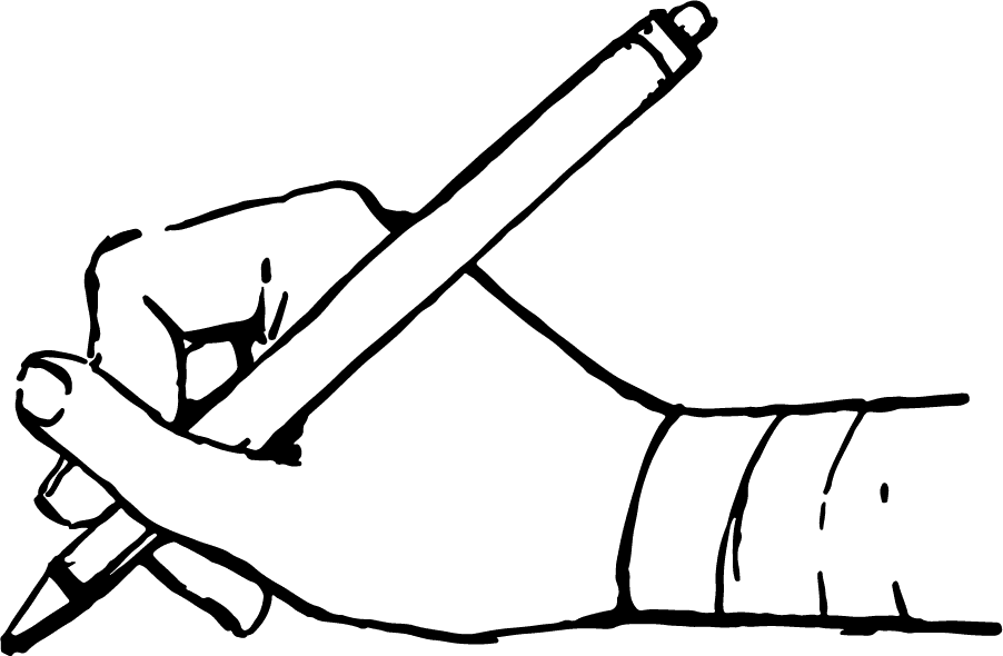Holding pencil hand — dāshǒu